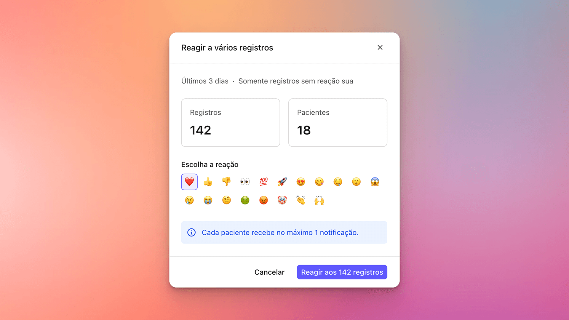 Reaja a todos os registros do diário alimentar de uma vez